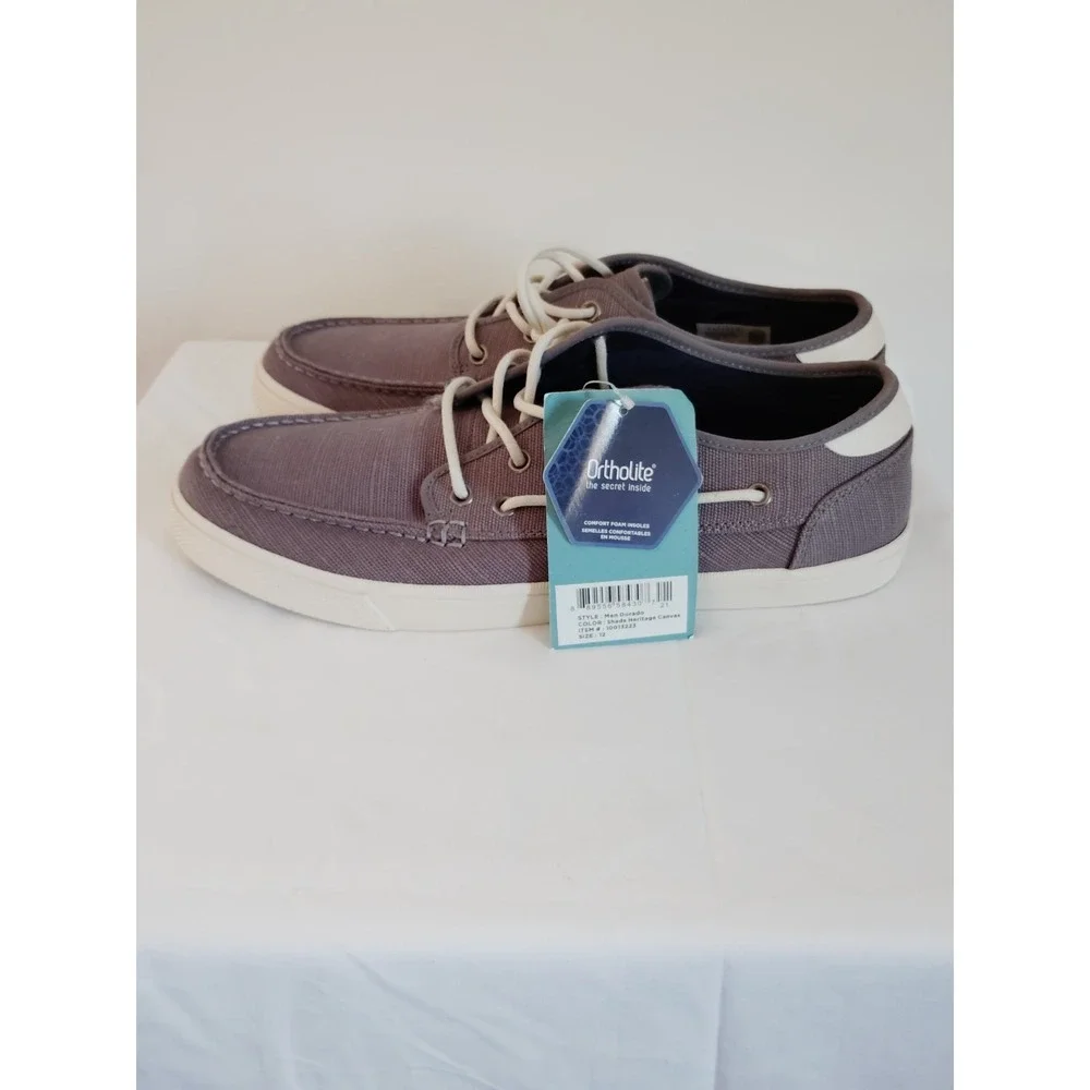 NWT-TOMS Men 12 Dorado Boat Shoes Shade Heritage Canvas 10013223 Preppy Casual